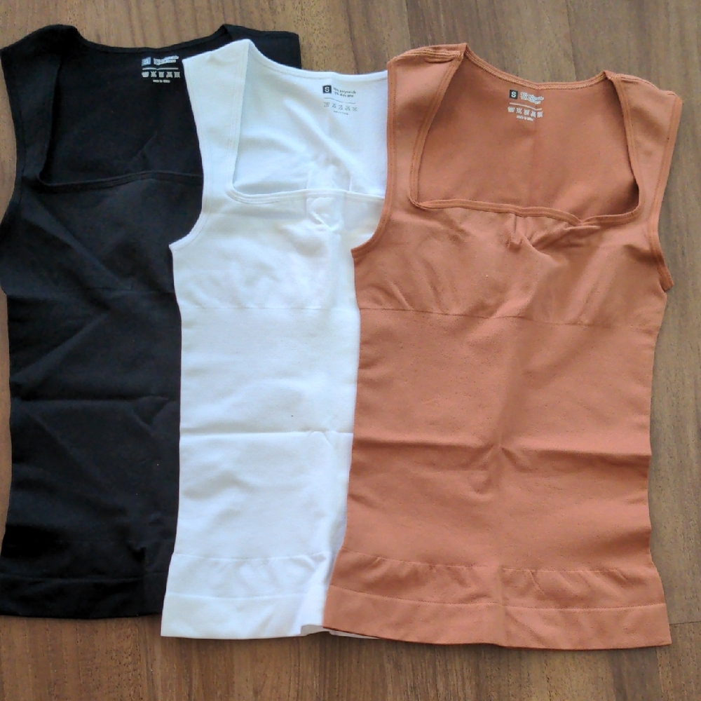 Women's Sleeveless Tops - Black, White, and Tan